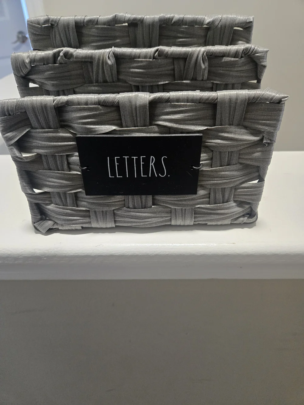 Rae Dunn Gray Woven Desk Organizer Baskets with Labels